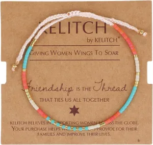 KELITCH Colorful Seed Beads Friendship Bracelets Handmade Thin Strand Bracelets Women Boho Beach Bracelets