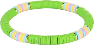 KELITCH Fashion Stretch Bracelets Rainbow Color Heishi Beads Bracelets Handmade Friendship Bracelets for Women