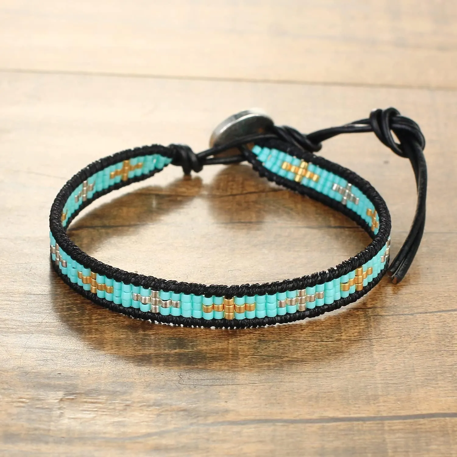 KELITCH Handmade Leather Wrap Bracelets Miyuki Seed Beaded Bracelets Friendship Bracelets for Womens