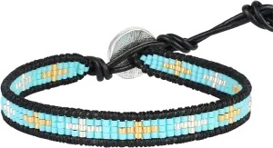 KELITCH Handmade Leather Wrap Bracelets Miyuki Seed Beaded Bracelets Friendship Bracelets for Womens