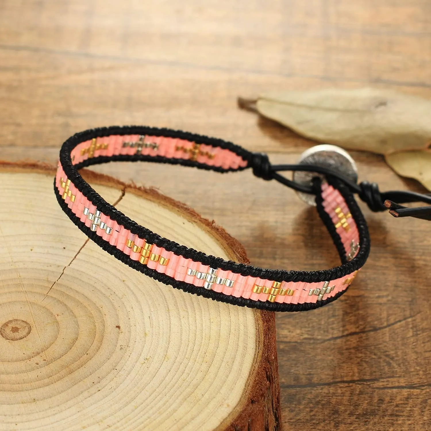 KELITCH Handmade Leather Wrap Bracelets Miyuki Seed Beaded Bracelets Friendship Bracelets for Womens