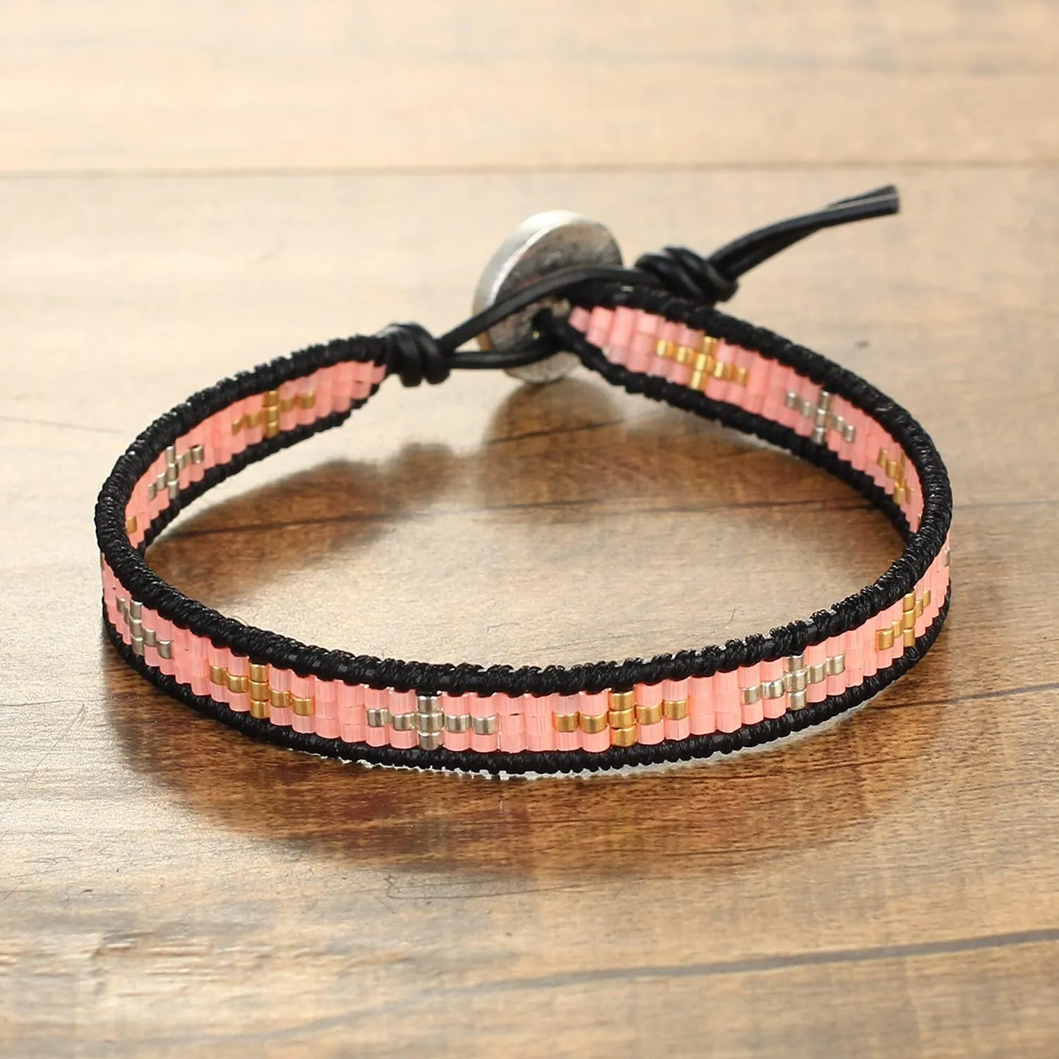 KELITCH Handmade Leather Wrap Bracelets Miyuki Seed Beaded Bracelets Friendship Bracelets for Womens