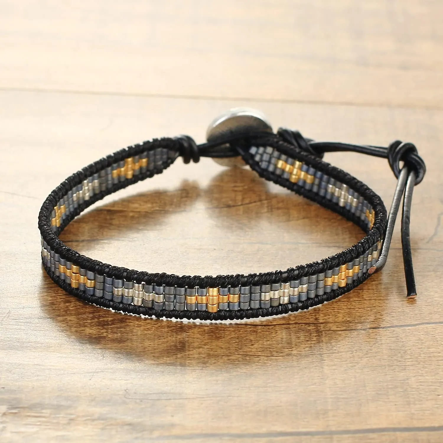 KELITCH Handmade Leather Wrap Bracelets Miyuki Seed Beaded Bracelets Friendship Bracelets for Womens