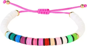 KELITCH New Strand Bracelets Rainbow Color Heishi Beads Bracelets Handmade Friendship Bracelets for Women