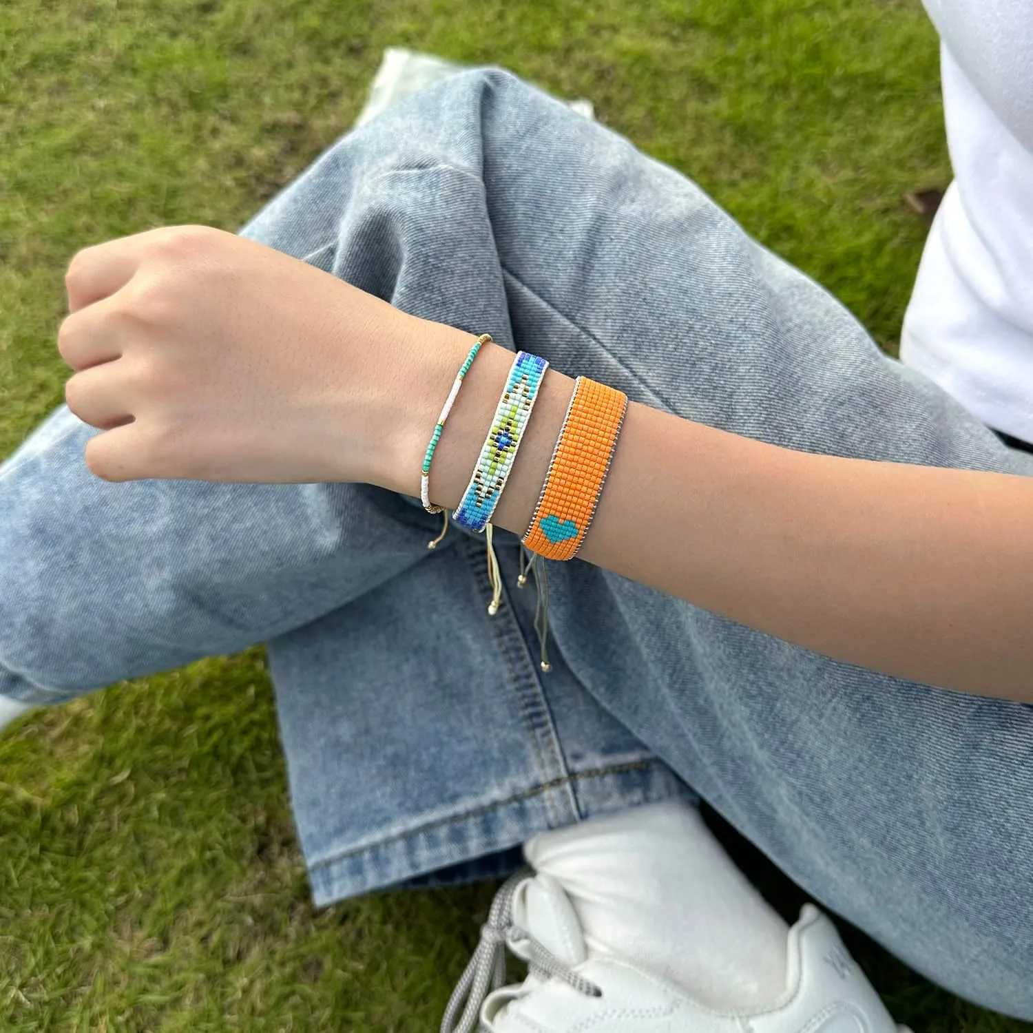 KELITCH Women Heart Wrap Bracelets Colorful Heart Miyuki Beads Friendship Bracelets Handmade Strand Bracelets
