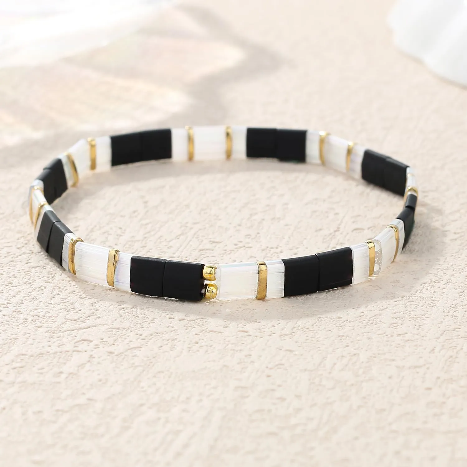 KELITCH Women Stretch Bracelets Miyuki Tila Beaded Bracelets Rainbow Strand Bracelets Beach Jewelry