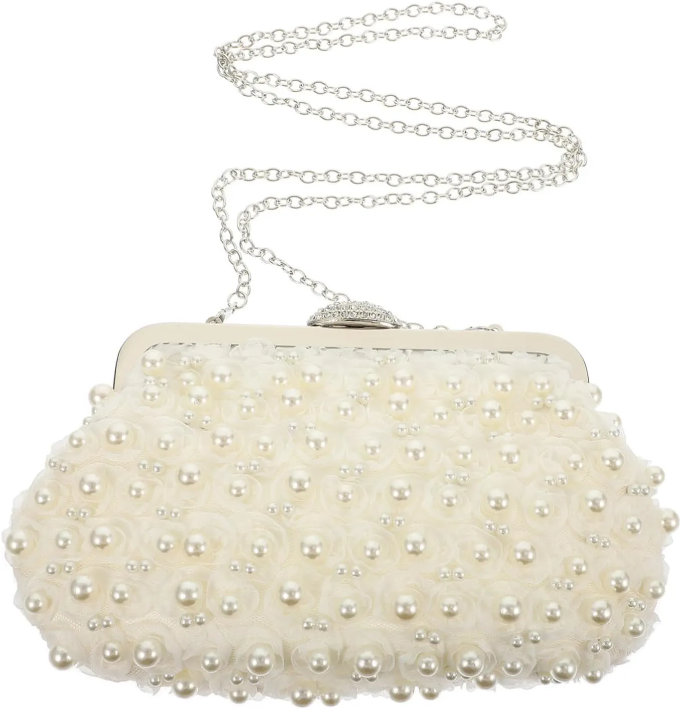 KESYOO Banquet Bag Pearl Clutch Purses Pearl Evening Bag Clutch Bag for Dinner Party Handbag Women Clutch Purse Shoulder Purse Gold Purse Clutches for Women Dressy White Non-woven Fabric