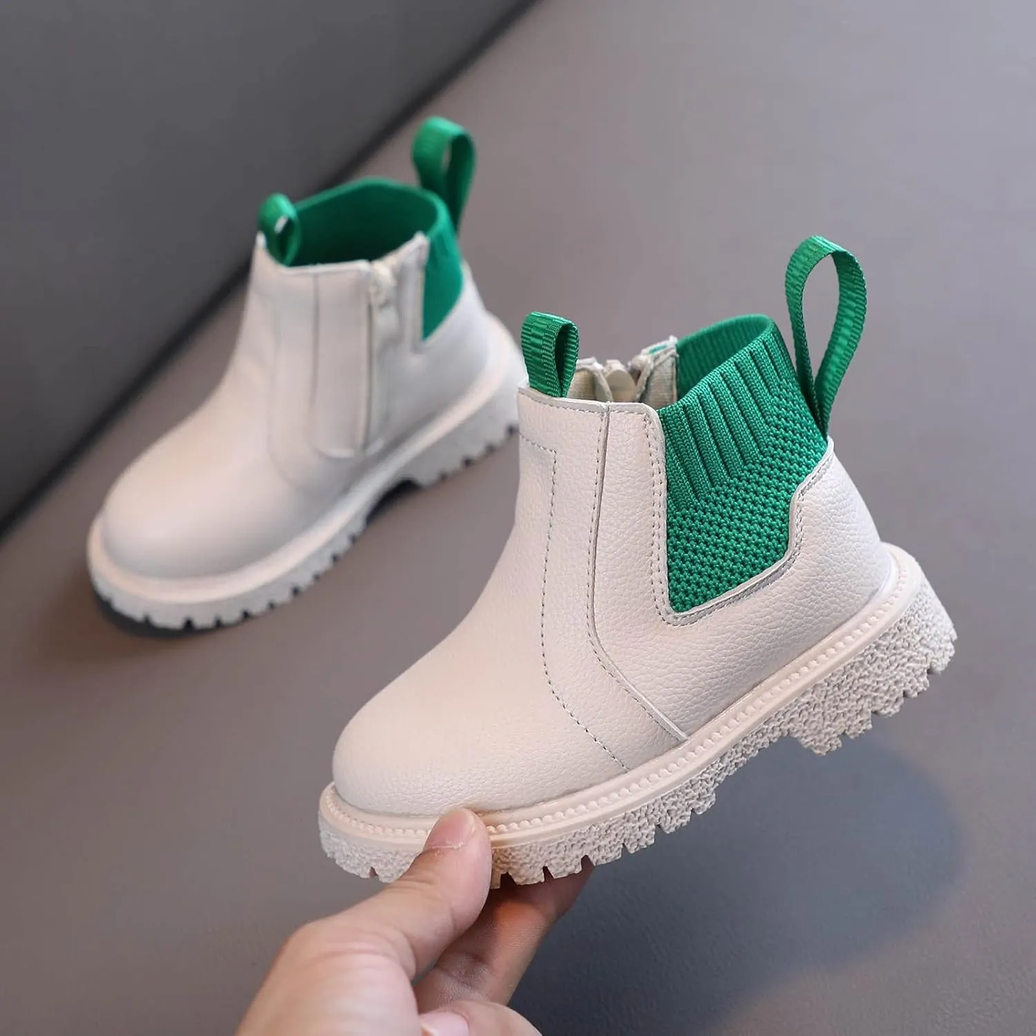 Kids Girls Ankle Bootie with Side Zipper Dress Boot Youth Toddler Waterproof Outdoor Fall Booties Leather Shoes