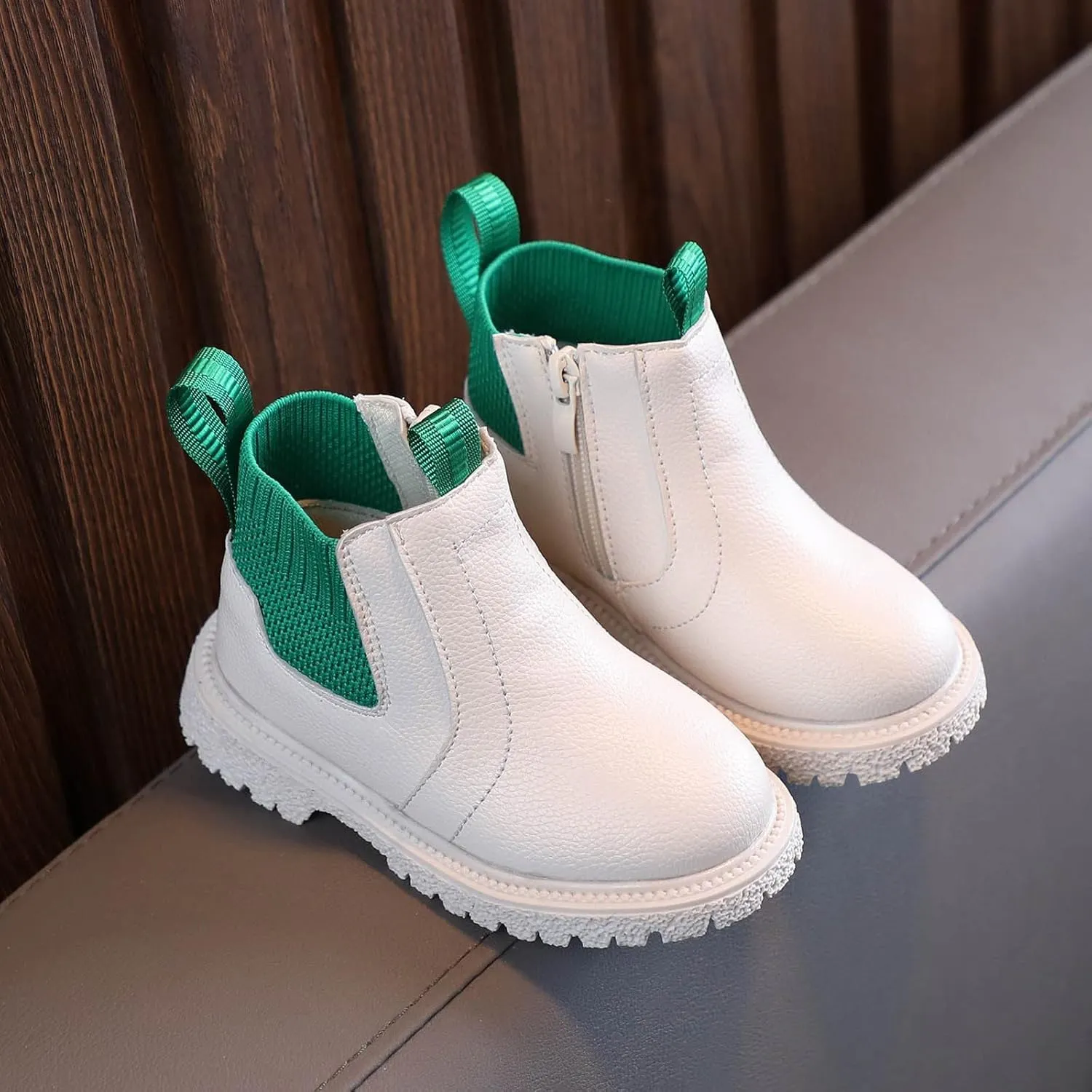 Kids Girls Ankle Bootie with Side Zipper Dress Boot Youth Toddler Waterproof Outdoor Fall Booties Leather Shoes