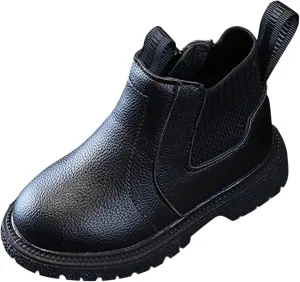 Kids Girls Ankle Bootie with Side Zipper Dress Boot Youth Toddler Waterproof Outdoor Winter Booties Leather Shoes