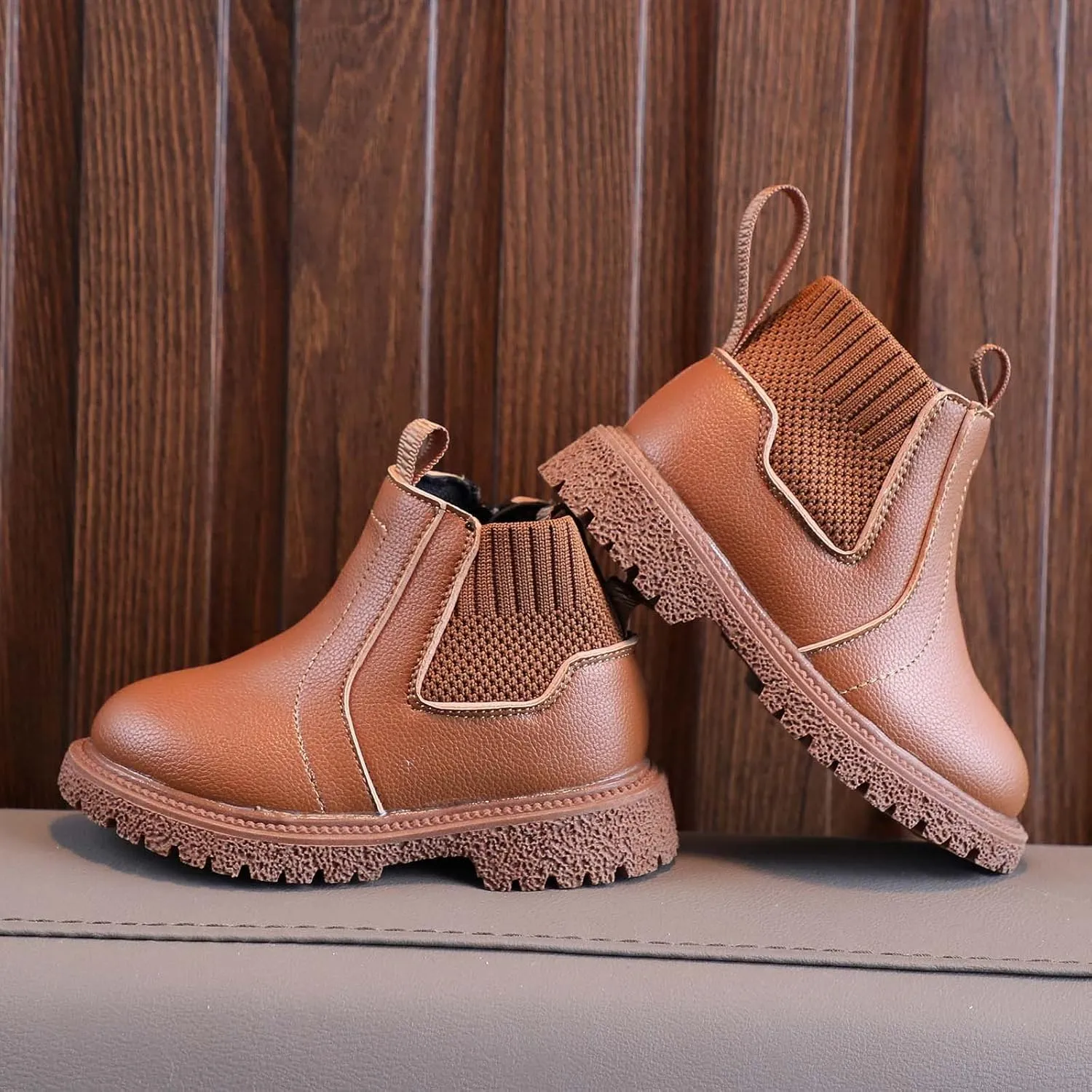Kids Girls Ankle Bootie with Side Zipper Dress Boot Youth Toddler Waterproof Outdoor Winter Booties Leather Shoes