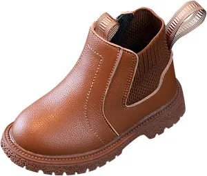 Kids Girls Ankle Bootie with Side Zipper Dress Boot Youth Toddler Waterproof Outdoor Winter Booties Leather Shoes