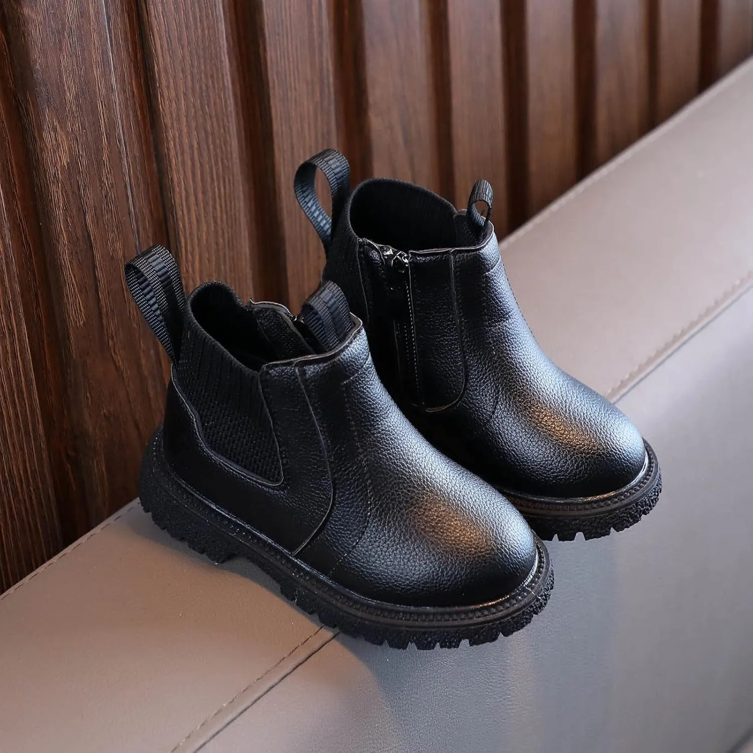 Kids Girls Ankle Bootie with Side Zipper Dress Boot Youth Toddler Waterproof Outdoor Winter Booties Leather Shoes