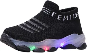 Kids Shoes Girls Children Baby Girls Boys LED Light Sneaker Letter Mesh Breathable Casual Sport Shoes 1-6 Years