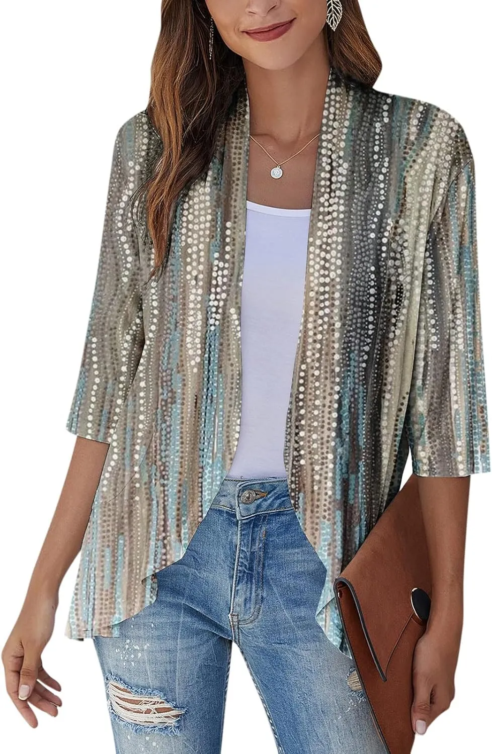 Kimonos for Women Breathable Open Front Tops Lightweight Cardigan Lrregular Hemline Cover Up Loose Fit Casual Coat
