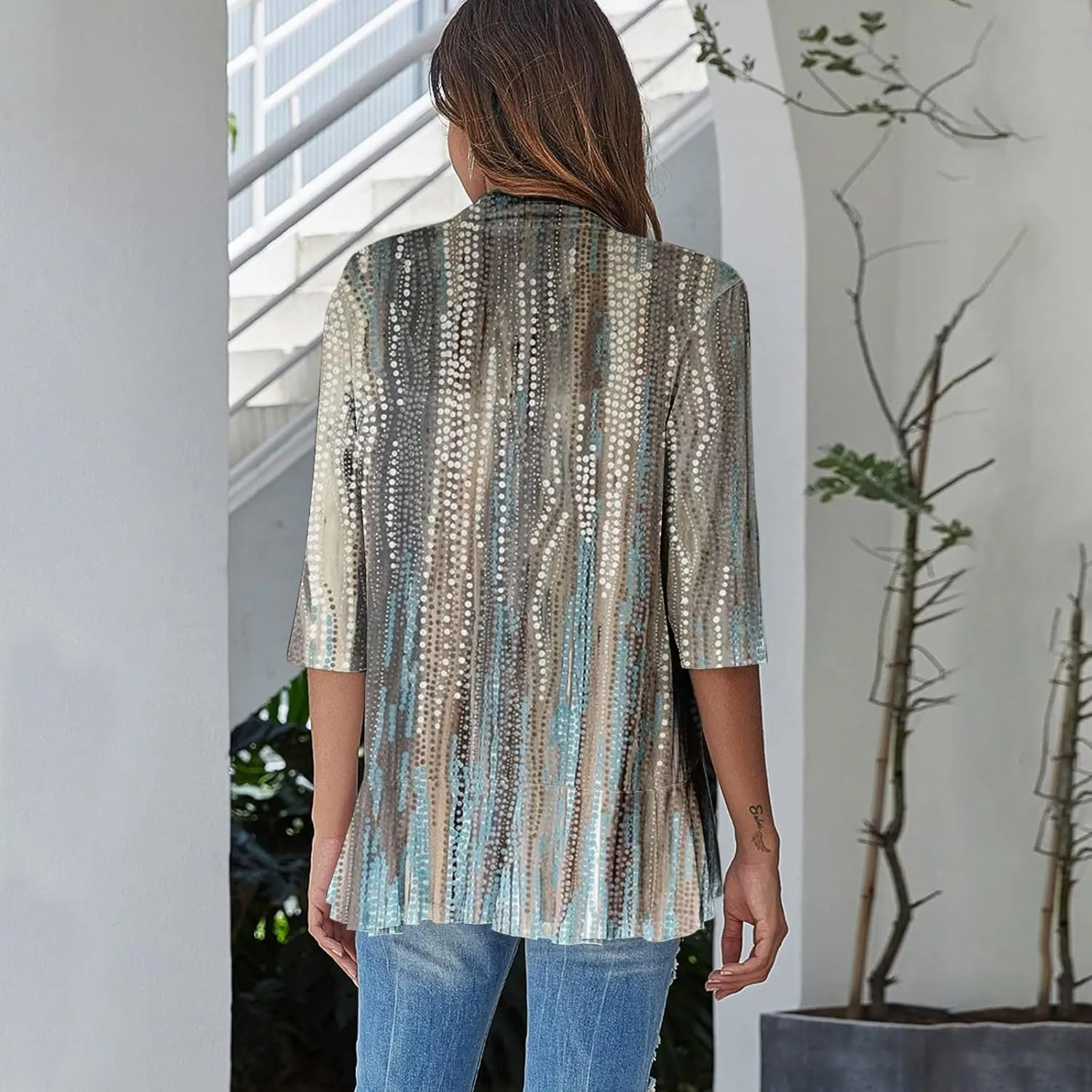 Kimonos for Women Breathable Open Front Tops Lightweight Cardigan Lrregular Hemline Cover Up Loose Fit Casual Coat