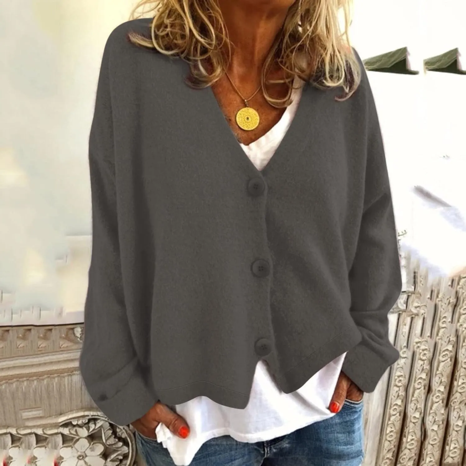 Ladies Cardigan Breasted Knitwear Soild Cardigan Long Loose Winter Overcoats Comfy Boho Athletic Trench Coat Cozy
