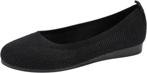 Ladies Fashion Solid Color Breathable Knitting Round Head Flat Comfortable Casual Single Casual Womens Shoes Slip on