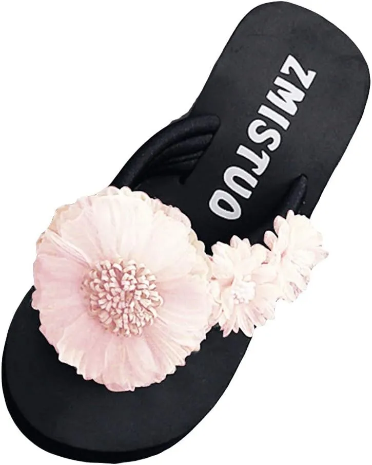 Ladies Slip On Lightweight Toe Open Fashion Slip-on flop Flip- Flower Slipper Wedges Women Shoes Color Women's slipper
