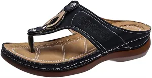 Ladmiple Sandals for Women Casual Summer Orthopedic Sandal with Arch Support Beach Travel Roman Open Toe Flip Flop Shoes