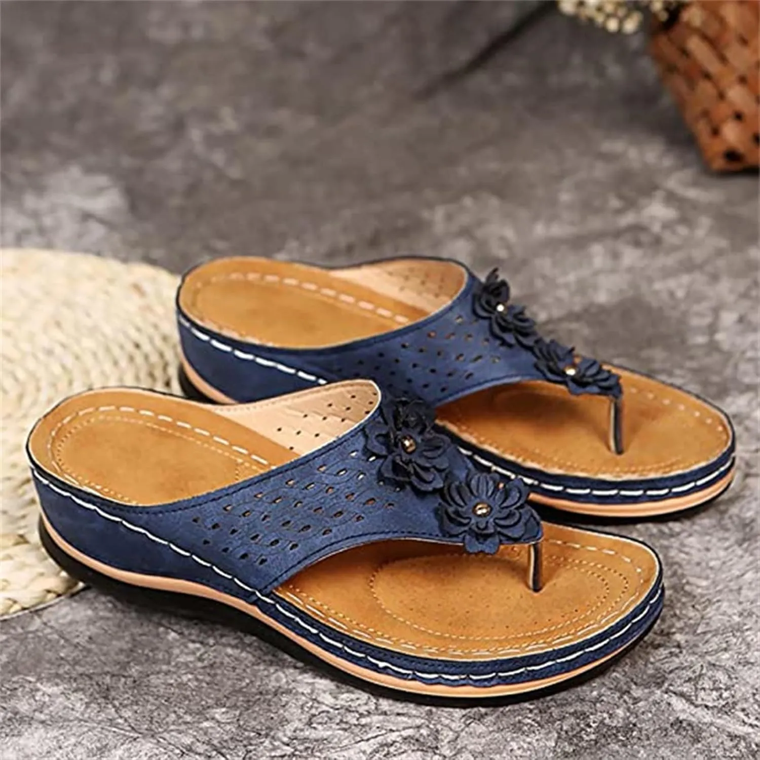 Ladmiple Sandals for Women Casual Summer Womens Orthopedic Sandal Arch Support Roman Open Toe Flip Flops Dressy Shoes