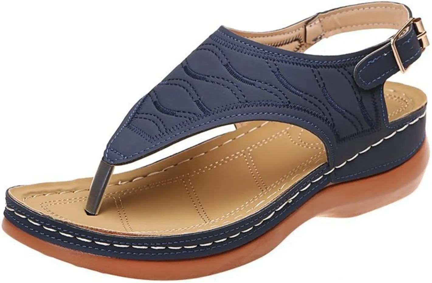 Ladmiple Sandals Women Fashion Floral Hollow-Out Orthopedic Flip Flops Arch Support Slipper Beach Travel Open Toe Sandal
