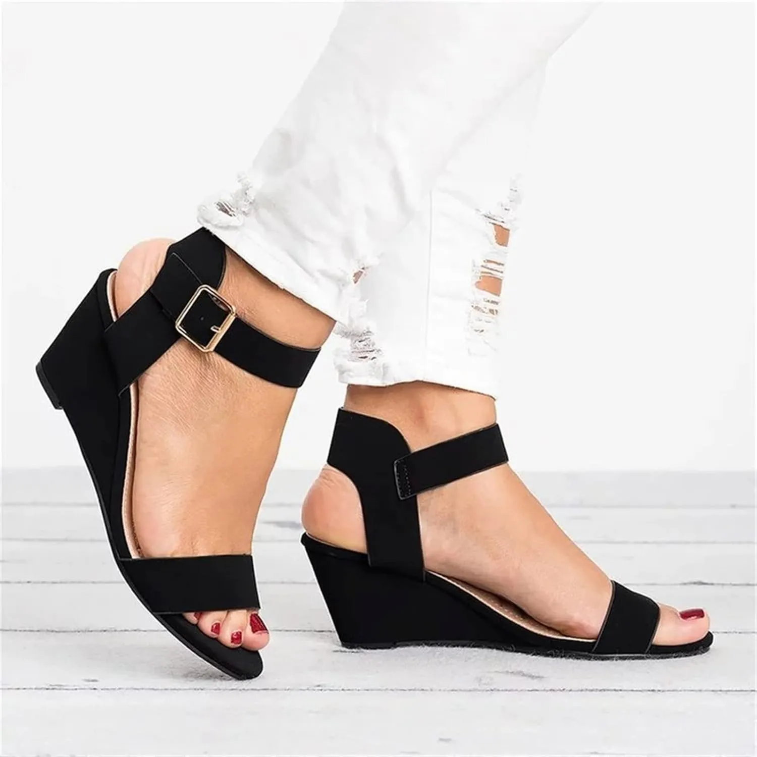 Ladmiple Summer Sandals for Women 2023 Dressy Comfy Slip On Espadrilles Wedge Shoes Open Toe Wedges Travel Casual Sandal