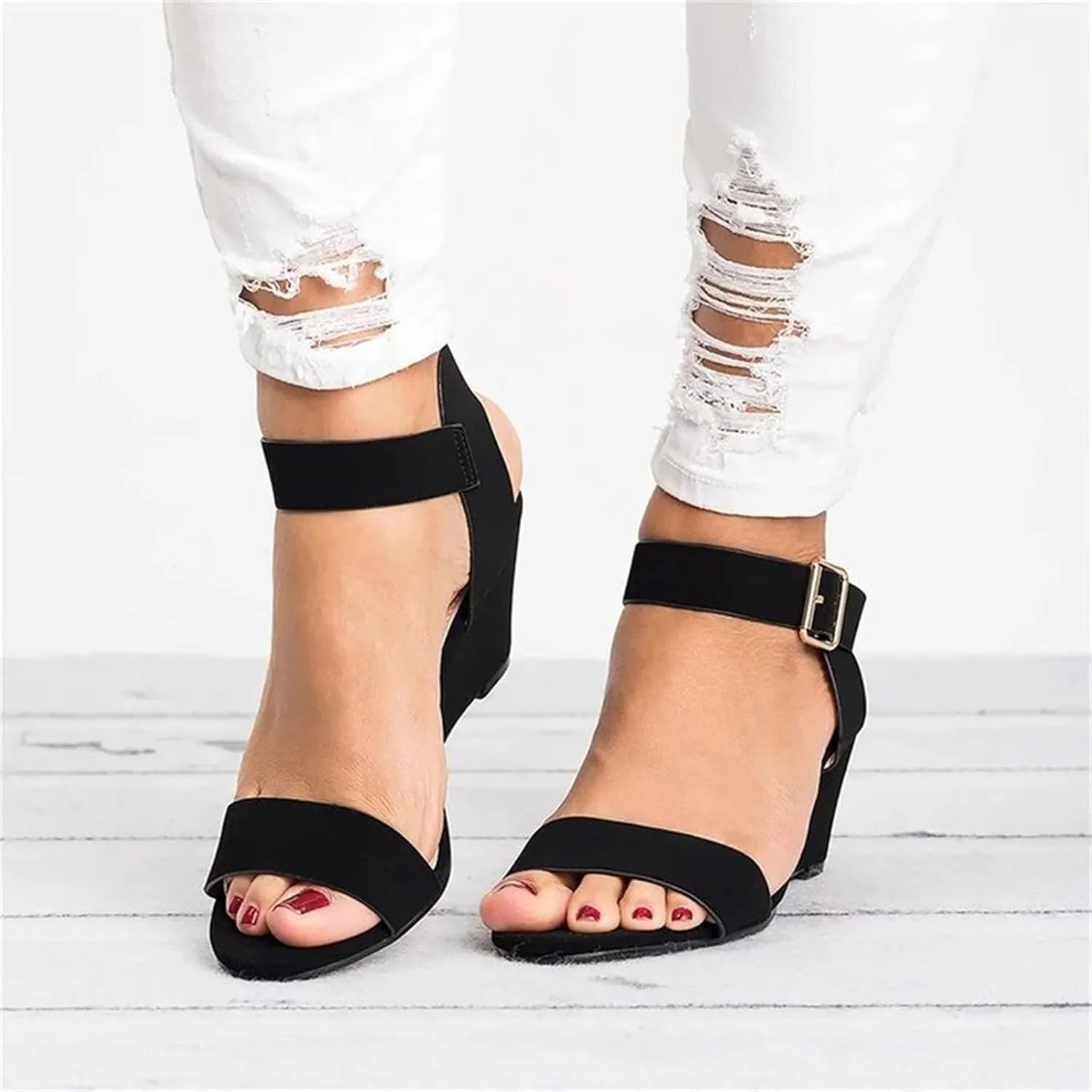 Ladmiple Summer Sandals for Women 2023 Dressy Comfy Slip On Espadrilles Wedge Shoes Open Toe Wedges Travel Casual Sandal