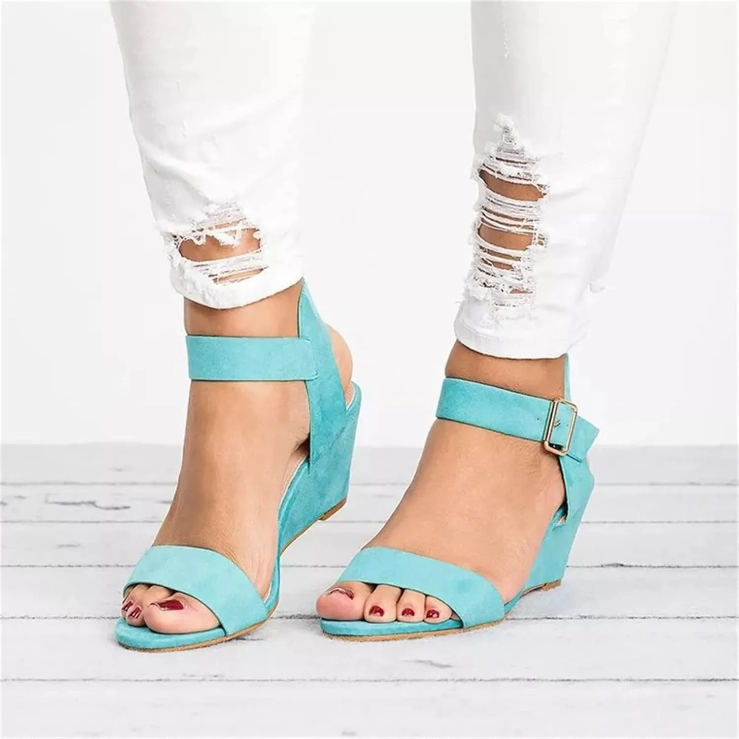 Ladmiple Summer Sandals for Women 2023 Dressy Comfy Slip On Espadrilles Wedge Shoes Open Toe Wedges Travel Casual Sandal