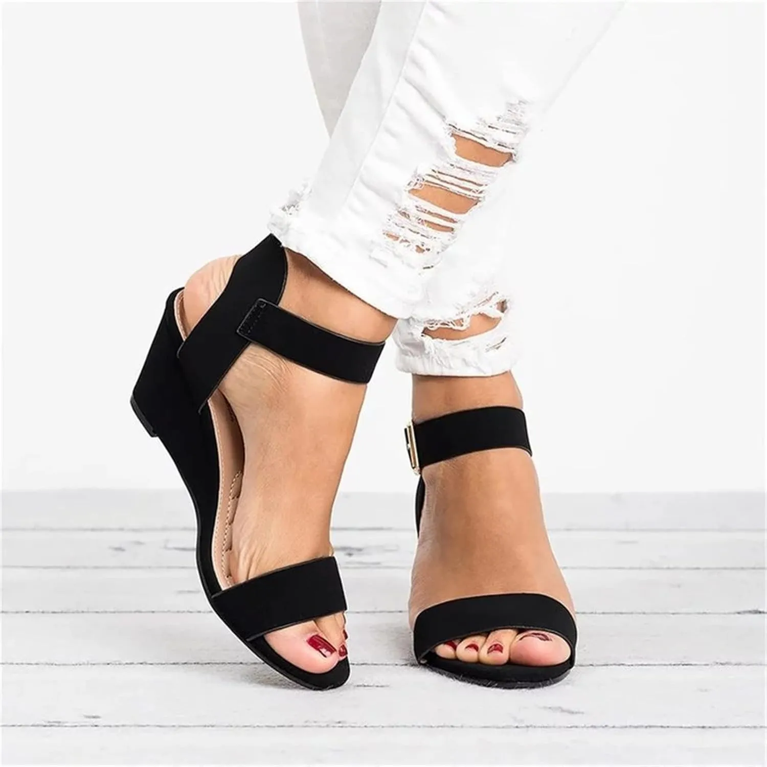 Ladmiple Summer Sandals for Women 2023 Dressy Comfy Slip On Espadrilles Wedge Shoes Open Toe Wedges Travel Casual Sandal