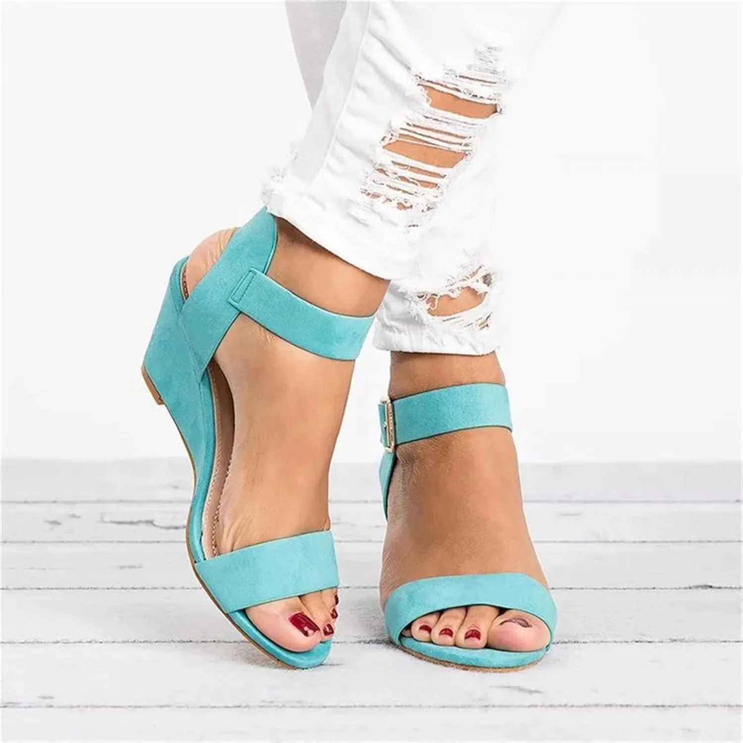 Ladmiple Summer Sandals for Women 2023 Dressy Comfy Slip On Espadrilles Wedge Shoes Open Toe Wedges Travel Casual Sandal