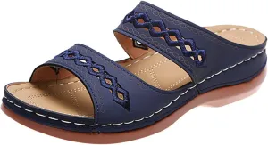 Ladmiple Summer Sandals for Women 2023 Wedge Slides Sandal Breathable Slip On Open Toe Dressy Comfort Orthopedic Sandals