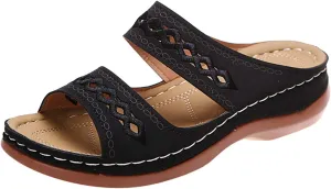 Ladmiple Summer Sandals for Women 2023 Wedge Slides Sandal Breathable Slip On Open Toe Dressy Comfort Orthopedic Sandals