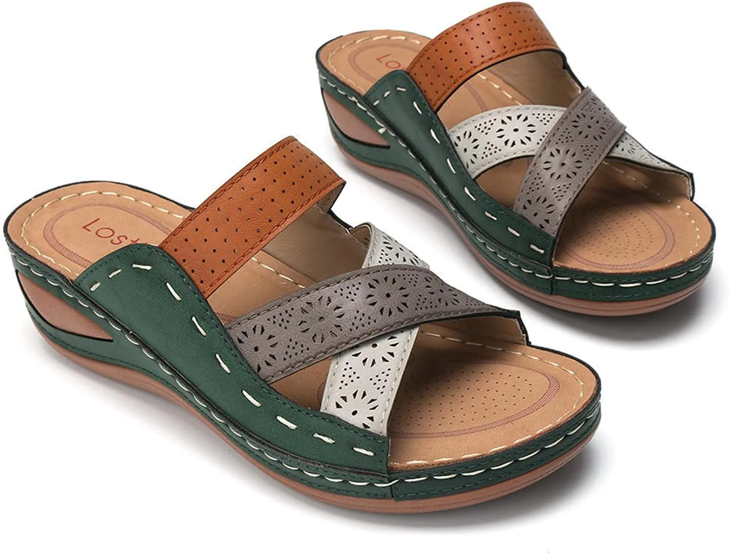 Ladmiple Womens Casual Dressy Fashion 2023 Orthopedic Flip Flops with Arch Support Roman Open Toe Slip On Slipper Shoes