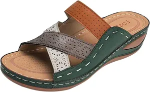 Ladmiple Womens Casual Dressy Fashion 2023 Orthopedic Flip Flops with Arch Support Roman Open Toe Slip On Slipper Shoes