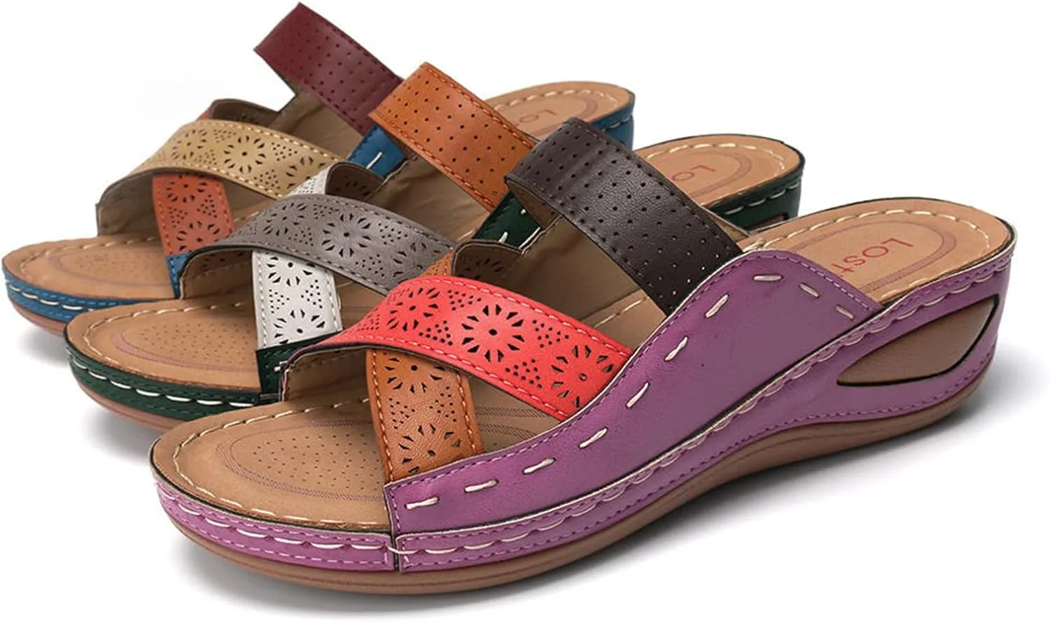 Ladmiple Womens Casual Dressy Fashion 2023 Orthopedic Flip Flops with Arch Support Roman Open Toe Slip On Slipper Shoes
