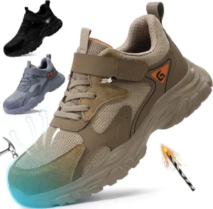 LAoutun Steel Toe Shoes for Men Women Comfortable Lightweight Work Safety Shoes for Men Women Puncture Proof Indestructible Sneakers Construction Work Utility Sneakers