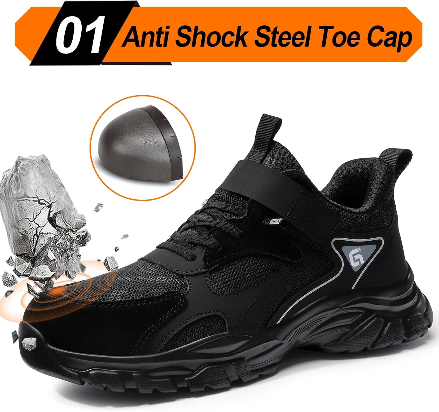 LAoutun Steel Toe Shoes for Men Women Comfortable Lightweight Work Safety Shoes for Men Women Puncture Proof Indestructible Sneakers Construction Work Utility Sneakers