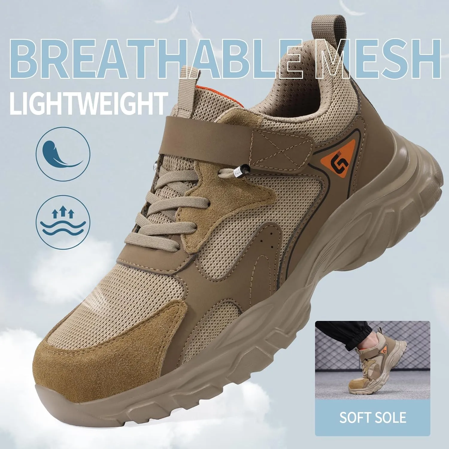 LAoutun Steel Toe Shoes for Men Women Comfortable Lightweight Work Safety Shoes for Men Women Puncture Proof Indestructible Sneakers Construction Work Utility Sneakers