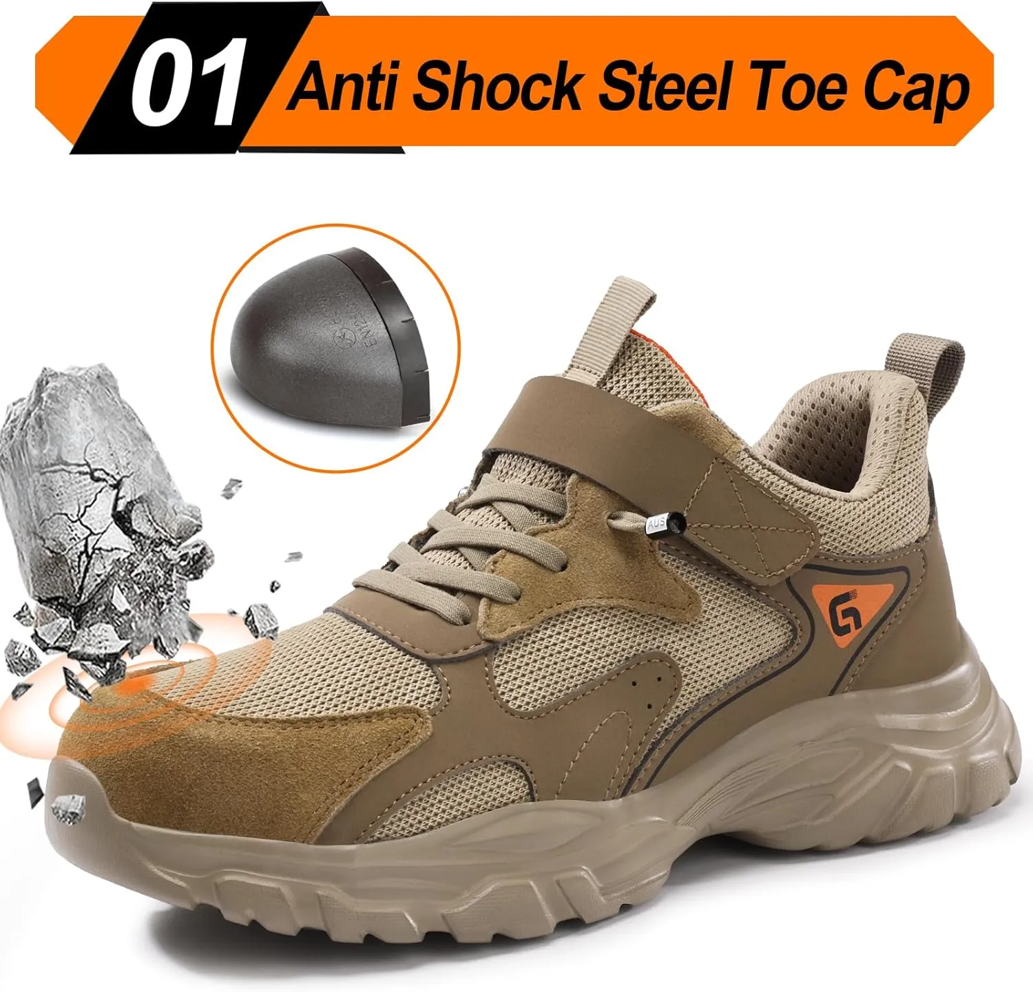 LAoutun Steel Toe Shoes for Men Women Comfortable Lightweight Work Safety Shoes for Men Women Puncture Proof Indestructible Sneakers Construction Work Utility Sneakers