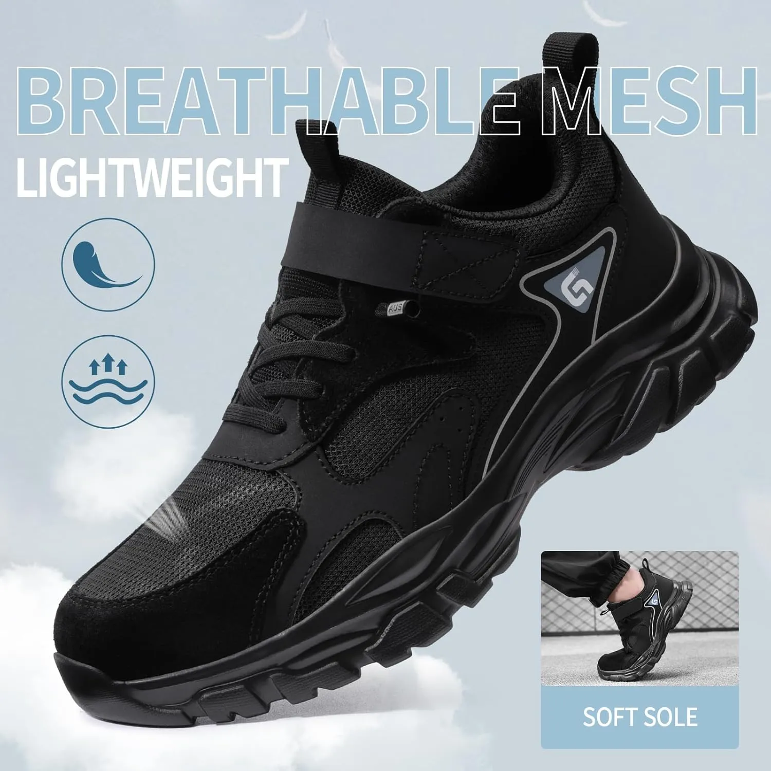 LAoutun Steel Toe Shoes for Men Women Comfortable Lightweight Work Safety Shoes for Men Women Puncture Proof Indestructible Sneakers Construction Work Utility Sneakers