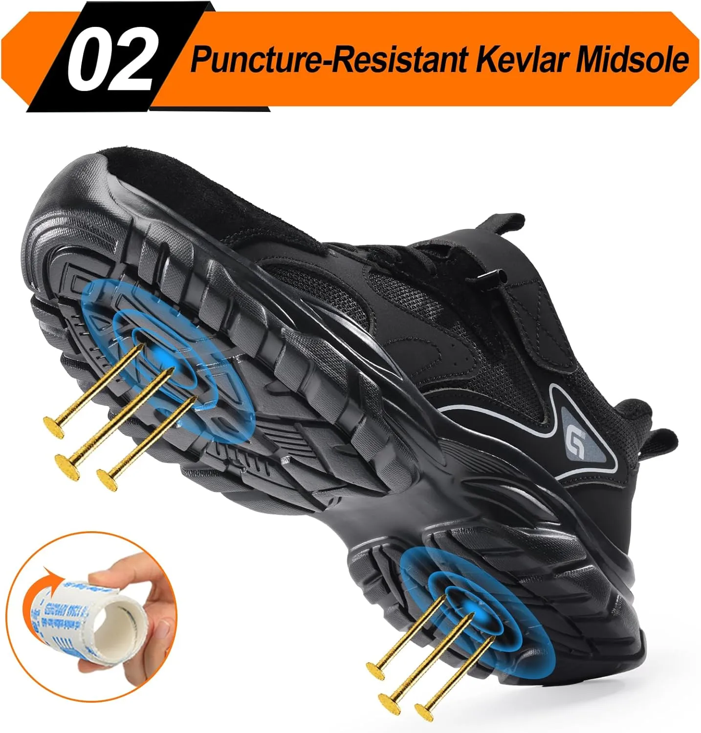 LAoutun Steel Toe Shoes for Men Women Comfortable Lightweight Work Safety Shoes for Men Women Puncture Proof Indestructible Sneakers Construction Work Utility Sneakers
