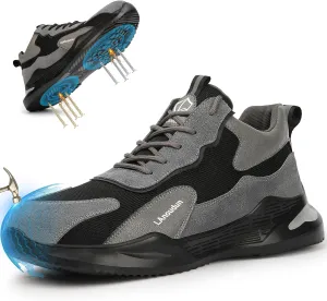 LAoutun Steel Toe Shoes for Men Women Comfortable Lightweight Work Safety Shoes for Men Women Puncture Proof Indestructible Sneakers Construction Work Utility Sneakers