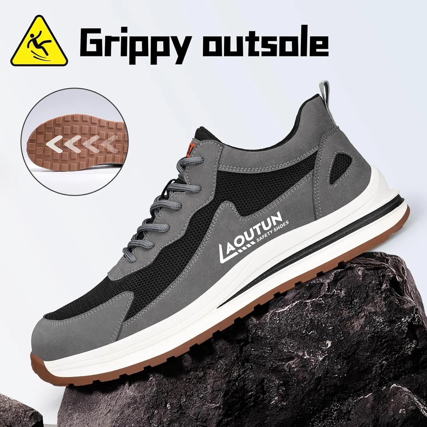 LAoutun Steel Toe Shoes for Men Women Safety Work Shoes Indestructible Steel Toe Sneakers Lightweight Work Shoes Toe Shoes