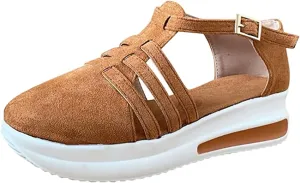Lausiuoe Womens Sandals Dressy Comfortable Ankle Strap Casual Flatform Platform Wedge Sandals Summer Beach Walking Shoes