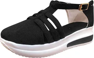 Lausiuoe Womens Sandals Dressy Comfortable Ankle Strap Casual Flatform Platform Wedge Sandals Summer Beach Walking Shoes