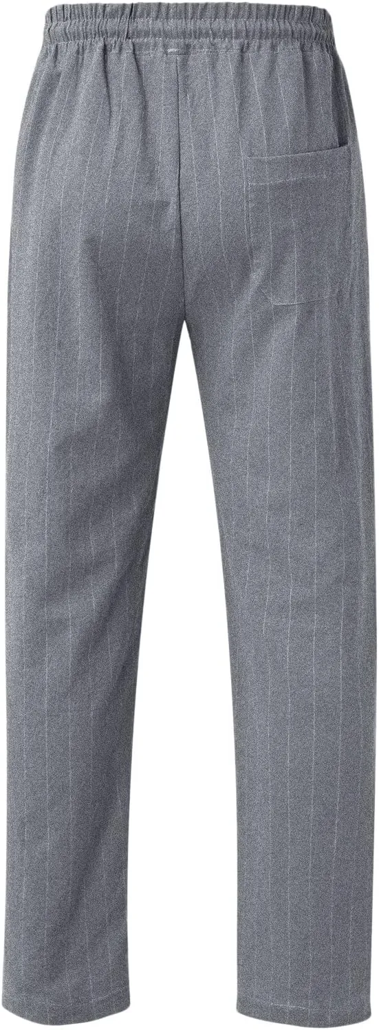 LCMTWX Men Sweatpants Summer Pinstripe Cotton and Casual Sports Pants Athletic Loose Fit Mens Pants Baggy Sweatpants