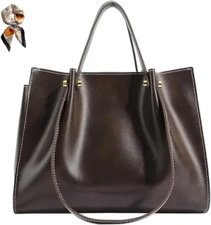 Leather Shoulder Bag for Women,Large Capacity Slouchy Work Tote Bag with Zipper,Fashion PU Purse Satchel Handbag