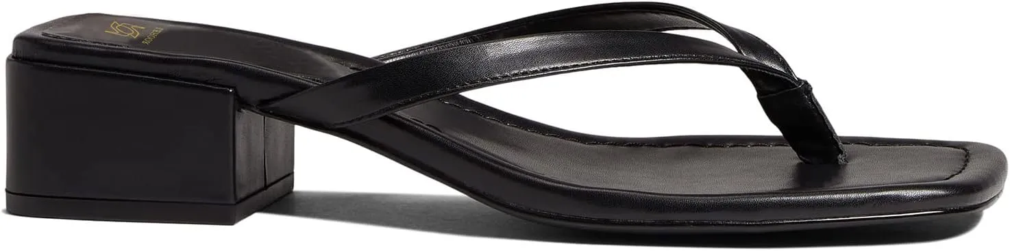 LEHOOR Women Chunky Heel Square Toe Flip Flops Comfort Slip On Heeled Thong Flip Flops 2 Inch Low Block Heel Dress Slippers Sandals Clear T-Strap Work Slides Casual Summer Beach Heels 4-11 M US