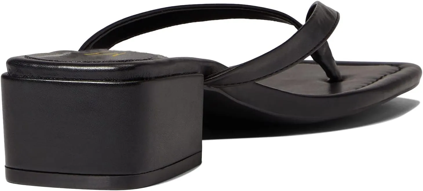 LEHOOR Women Chunky Heel Square Toe Flip Flops Comfort Slip On Heeled Thong Flip Flops 2 Inch Low Block Heel Dress Slippers Sandals Clear T-Strap Work Slides Casual Summer Beach Heels 4-11 M US